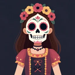 Illustration of a sugar skull day of the dead girl, art by scott listfield