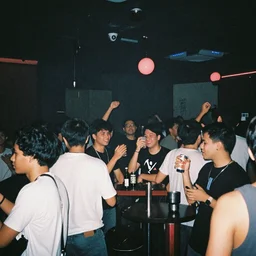 A fairly filled Filipino nightclub, 35mm film