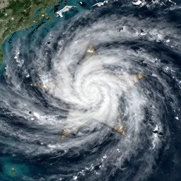 star - shaped typhoon, satellite photograph