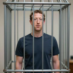 A photo of Mark Zuckerberg in a cage, digital photography, 4k, trending on artstation n- 4