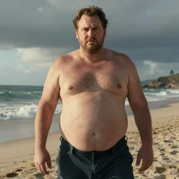 morbidly obese henry cavil at the beach