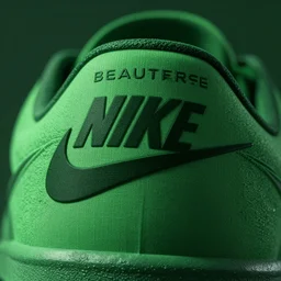 beautiful reverse nike logo, emergency, green background, photo realistic, octane render, hyper detailed, blurred photo