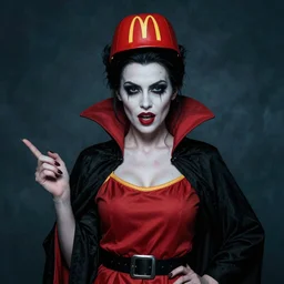 portrait of a beautiful and grim vampire queen wearing a mcdonalds uniform by William-Adolphe Bouguerea