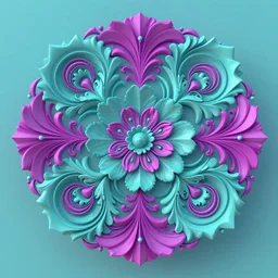 abstract 3 d render of flowers and swirls, arnold render, v - ray, realistic abstract render, turquoise and magenta color scheme, intrincate, detailed, elegant, geometric