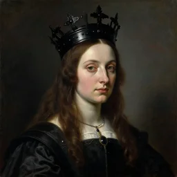 (((((The portrait of Lady in black wax crown))))) by Alessandro Allori !!!!!!, ((dark fantasy, witcher)), very detailed oil painting in the alla prima style, masterpiece, 8k