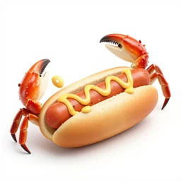crab eating a hotdog