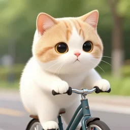 head and shoulders masterpiece portrait of cute cat riding a bicycle, digital art by Krenz Cushart, trending on artstation