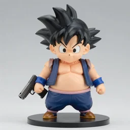 a nendoroid of dragon ball z majin buu with a glock 1 9, detailed product photo