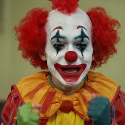 a sad clown shaking and crying rn