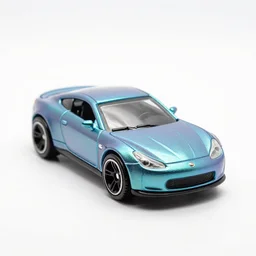 iridescent die-cast toy car, professional product shot, isolated on a pure white background, centered, entire object in frame, sharp focus, soft studio lighting