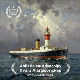Ship docked at a Lighthouse, oil-on-canvas by Ivan Aivazovsky