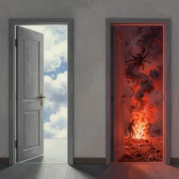 two doorways, leading to heaven and hell by john kenn mortensen, by ko young hoon