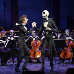 Danny Elfman performing a duet with Jack Skellington with an orchestra of the dead