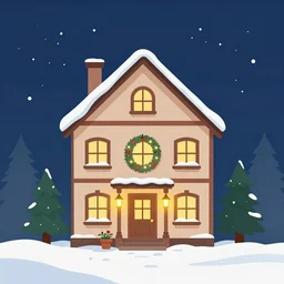 a beautiful house decorated for christmas. warm light, snow on the ground. simple clean cel shaded vector art. shutterstock. behance hd by lois van baarle, artgerm, helen huang, by makoto shinkai and ilya kuvshinov, rossdraws, illustration, art by ilya kuvshinov