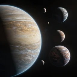 outer space exhibits cluttered planets