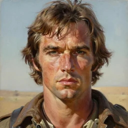 portrait of young 1 9 7 0 s jack nicholson as villain warlord in mad max 2 : the road warrior, film still, detailed realism face in painting, detailed beautiful portrait, oil painting masterpiece, 8 k resolution, smooth, sharp focus, trending on artstation, by rembrandt