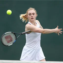 Dakota Fanning playing tennis by Pablo Picasso
