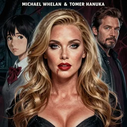Teen horror movie poster artwork by Michael Whelan and Tomer Hanuka, Rendering of Pamela Anderson, full of details, by Makoto Shinkai and thomas kinkade, Matte painting, trending on artstation and unreal engine