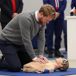 king of norway giving cpr to a kitten