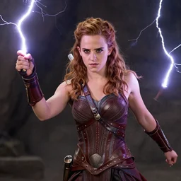 photo of emma watson as zeus controlling thunderbolts
