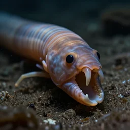 hydrothermal polychaeta worm head, jaws