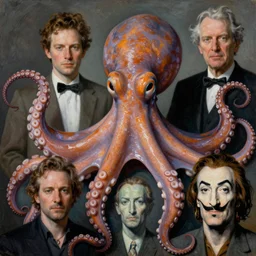 portrait of octopus by vito acconci, anni albers, andreas achenbach, frank aurbach, michaelangelo, banksy, greg rutowski, picasso, salvador dali, andy warhol