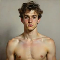 a portrait of a handsome shirtless man by paul cadmus