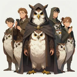 an man with a hood and an owls face, owl with a human body, medieval hooded figure, by stanley artgerm lau, wlop, rossdraws, james jean, andrei riabovitchev, marc simonetti, and sakimichan, trending on artstation