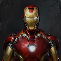 painting of portrait of ironman in the style of h. p. lovecraft, dark tones