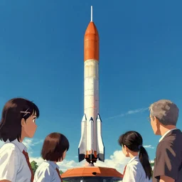 a vertical space rocket from akira, centered, graduation album cover color palette by martine johanna and simon stalenhag and chie yoshii and casey weldon and wlop ornate, dynamic, particulate, rich colors, intricate, elegant, highly detailed, vogue, harper's bazaar art, fashion magazine, smooth, sharp focus, 8 k