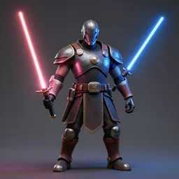 anthropomorphic humanoid knife holding a light saber