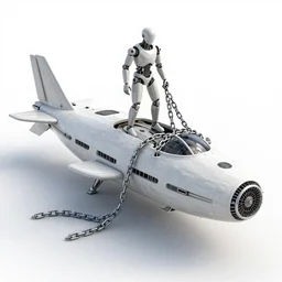 human made of chains getting changed to a big space ship