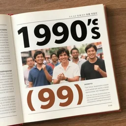 a photo and large impressive text, 1 9 9 0's asian photograph magazine.