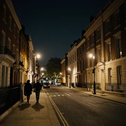 London street september 6th, 1875, at night time, wideshot, cinematic