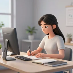 girl creates something great, illustration, reality, wide shot, light colors, highly detailed, sharp focus, cinema 4 d, 3 d, octane render