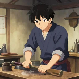 tomboy blacksmith at the smithy, hidari, color page, tankoban, 4K, tone mapping, Akihiko Yoshida.