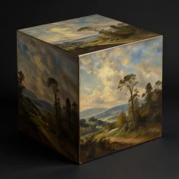 a hyper cube painted by Rembrandt