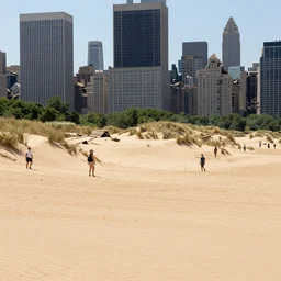 new - york under tons of sand, sand dunes, people walking, heat wave, damaged buildings, hyperdetailed, artstation, cgsociety, 8 k