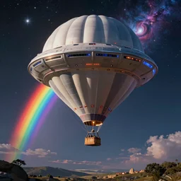 rainbow cosmic sci fi hot air balloon ufo