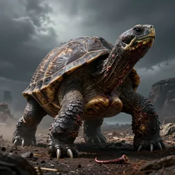 bipedal turtle monster, photorealistic, grimdark, gruesome