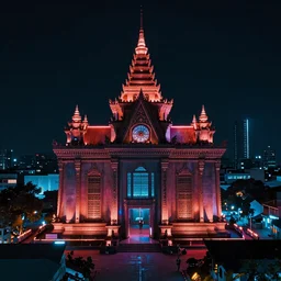 Cyberpunk Power Plant, futuristic Phnom-Penh Cambodia, neon dark lighting