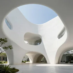 biophilic architecture, utopian structures, hyper real, photographic, bright, minimalist, organic design