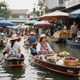At the buzzing floating market in Thailand, Artgerm