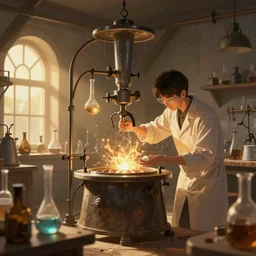Alchemy laboratory, hyperdetailed, artstation, cgsociety, golden hour 8k