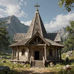 Old Slavic temple in the mountain, rendered in Unreal Engine 4, by Dmitriy Samovskiy