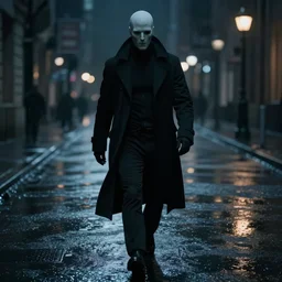 morpheus the sandman with black overcoat netflix dreaming walking hours, cinematic, filmic, high - speed photograph, photography, lumen reflections, in a symbolic and meaningful style