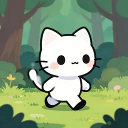 cute cyber-kitty walking around a forest, trending on artstation