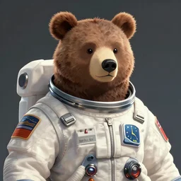 character portrait feature of the anthro male anthropomorphic kamchatka brown bear fursona wearing cosmonaut outfit uniform professional pilot astronaut cosmonaut spirited disciplined character design stylized by charlie bowater, ross tran, artgerm, and makoto shinkai, detailed, soft lighting, rendered in octane