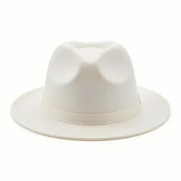 translucent fedora, 8k product photo, isolated on a pure white background, centered, entire object in frame, sharp focus, soft studio lighting