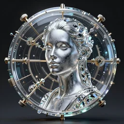 glass antikythera, beauty portrait, silver, sci - fi, futuristic complex 3 d render by peter mohrbacher, simon stalenhag, ryohei hase, ilya kuvshinov, thomas kinkade, greg rutkowski. octane render, 8 k, sharp focus, luminous, fractal crystal, intricate, highly detailed. post processing, ray tracing